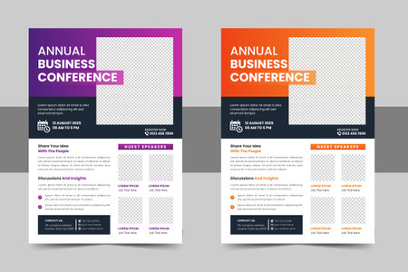 Creative business conference flyer template or corporate annual business event poster template and digital marketing flyer, live webinar banner layoutのイラスト素材
