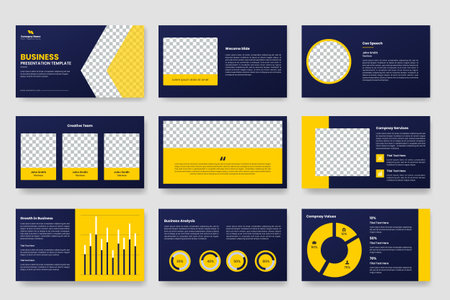 Business presentation templates set. Use for keynote presentation background, brochure design, website slider, landing page, annual reportのイラスト素材