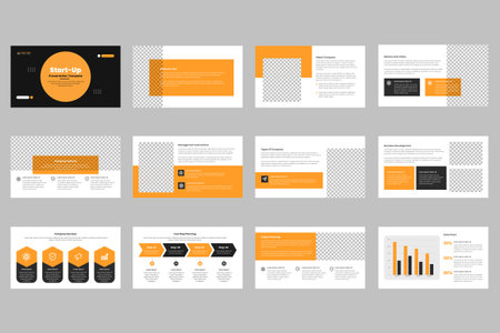 Business presentation slides template and project proposal template, company profile brochure, booklet, business plan presentation templateのイラスト素材