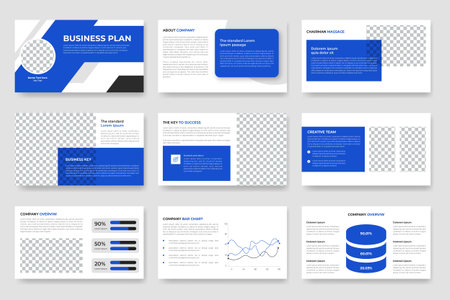Creative Business Plan presentation slides template or business presentation template, modern keynote presentation, project proposal presentation templateのイラスト素材