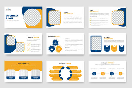 Minimal business plan presentation slide template design, corporate slids, annual report and company brochureのイラスト素材