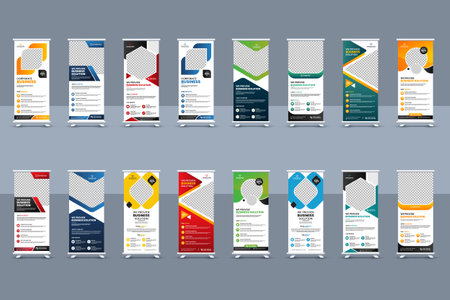 Business Roll up banner template bundle and corporate company standee banner layout or corporate conference roll-up bannerのイラスト素材