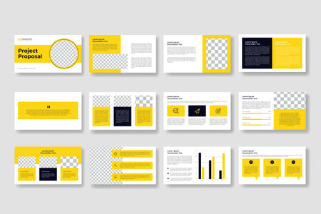 Business presentation slides template and project proposal template, company profile brochure, booklet, business plan presentation templateのイラスト素材