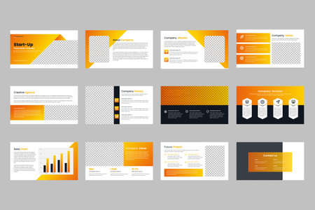 Business presentation slides template and project proposal template, company profile brochure, booklet, business plan presentation templateのイラスト素材