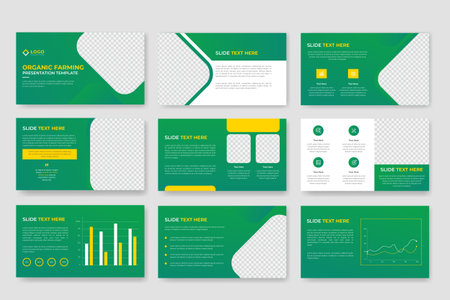 Organic Farming presentation slide template or agriculture presentation templatesのイラスト素材