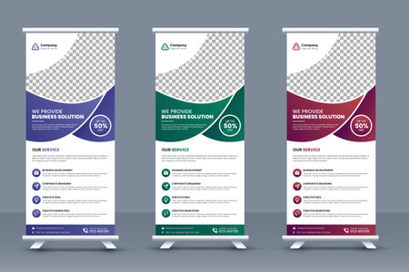 Business Roll up banner template and marketing agency standee banner layout or corporate conference roll-up bannerのイラスト素材