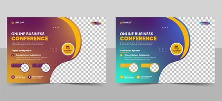 Corporate horizontal business conference flyer template or online webinar eventconference social media banner layout.&#xD;&#xA;のイラスト素材