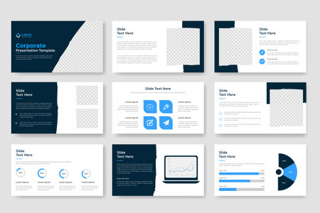 Business presentation slides template or corporate business presentation slide layout and company profile, project proposal brochure, infographic timelineのイラスト素材
