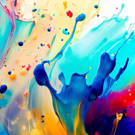 Abstract colorful paint ink splatter stains art brush watercolor texture background with generative aiの素材