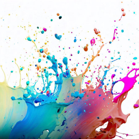 Abstract ink splash splatter rainbow colored liquid explosion background with generative aiの素材