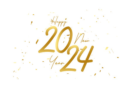 Golden Happy New Year 2024 Lettering