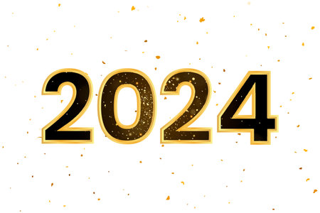 Golden Happy New Year 2024 Lettering