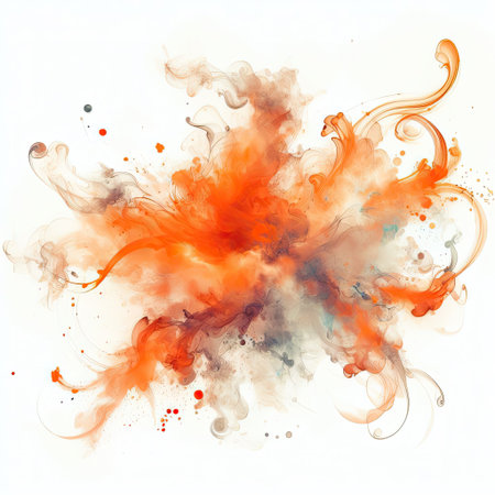 Abstract colorful ink paint splash, splatter brush strokes, Watercolor powder explosion, smoke paint effect, stain grunge isolated on white backgroundの素材