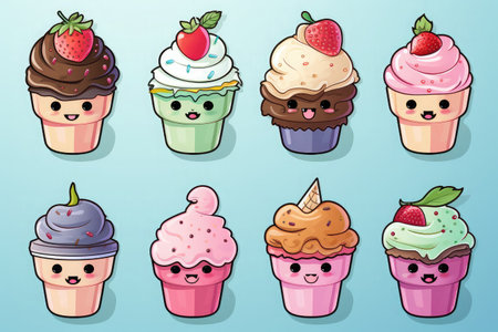 Set of sweet and dessert cake doodle, cake sweet donat cookies and macaron with valentines day doodles illustration on a white backgroundの素材