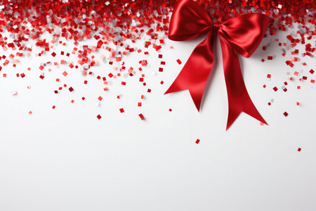 Realistic colorful falling confetti, rainbow celebration party ribbons confetti on white backgroundの素材