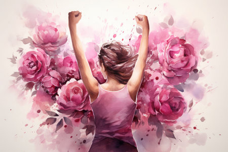 International happy women's day celebration floral illustration, watercolor flowers backgroundの素材