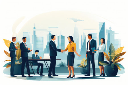 Employee Appreciation Day with trophy illustration, corporate business people and teamの素材