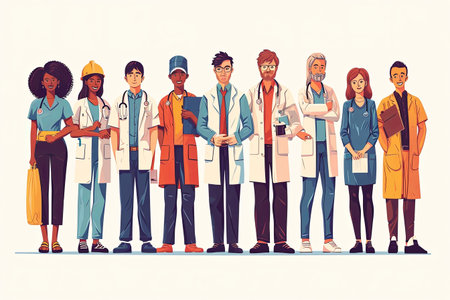 Labor Day concept With People Of Different Occupations worker flat Illustration backgroundの素材
