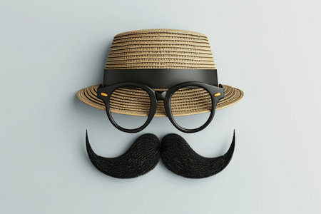 Happy fathers day background with Dad from hat,glasses and mustacheの素材