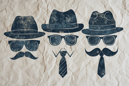 Happy Fathers Day Illustration and Vintage watercolor Father's Day typography posterの素材