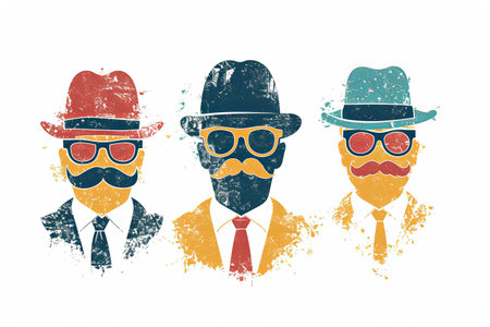 Happy Fathers Day Illustration and Vintage watercolor Father's Day typography posterの素材