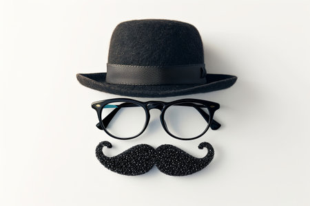 Happy fathers day background with Dad from hat,glasses and mustacheの素材