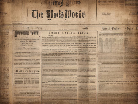 Old newspaper brown vintage aged grunge texture backgroundの素材