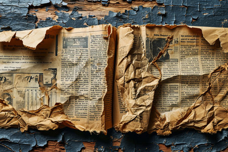 Old newspaper brown vintage aged grunge texture backgroundの素材