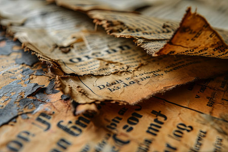 Old newspaper brown vintage aged grunge texture backgroundの素材