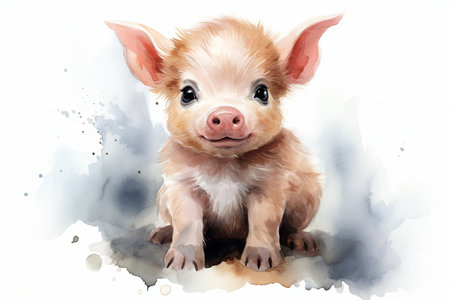 Watercolor puppy dog and animals pet illustrationの素材