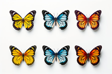 Beautiful monarch butterfly background and Colorful flying butterflies illustrationの素材