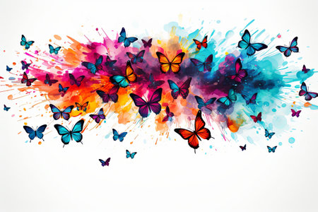 Beautiful monarch butterfly background and Colorful flying butterflies illustrationの素材