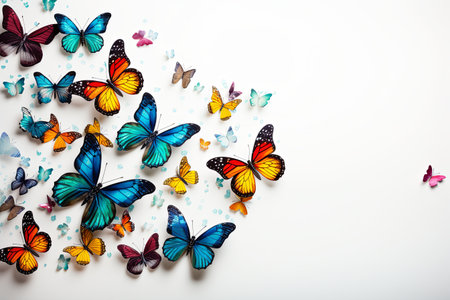 Beautiful monarch butterfly background and Colorful flying butterflies illustrationの素材