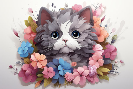 Cute Cat elements art 3d illustrationの素材