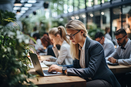 Business people working together in the office on a company project, marketing, technology, teamwork and data analysis with technology in workplaceの素材