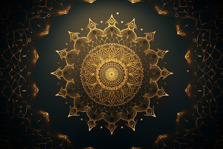 Luxury mandala background with golden Arabic Islamic arabesque pattern design background, 3D renderingの素材