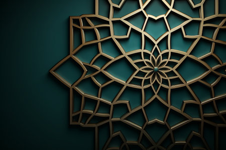 Luxury mandala background with golden Arabic Islamic arabesque pattern design background, 3D renderingの素材