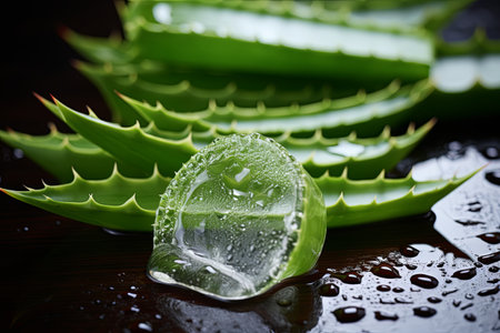 Fresh Green aloe vera leaves backgroundの素材