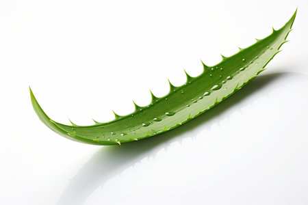Green aloe vera leaves plant isolated on white backgroundの素材