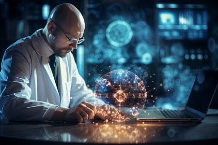 Doctor medical science research with digital technology concept and diagnostic system for hospitalの素材