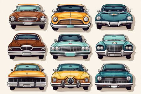 Collection of Cartoon Style Car Sticker Clipart Illustration Setの素材
