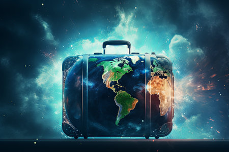 Futuristic digital technology network background with Night city world map big data transfer global communicationの素材