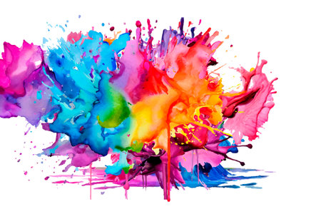 Watercolor rainbow paint splash brush stroke and Colorful Ink paint splatter powder festival explosion abstract backgroundのイラスト素材