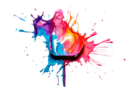 Watercolor rainbow paint splash brush stroke and Colorful Ink paint splatter powder festival explosion abstract backgroundのイラスト素材