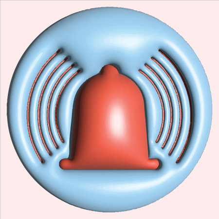 3d notification bell icon isolated on white background. 3d render yellow ringing bell with new notification for social media reminder. Realistic vector iconのイラスト素材