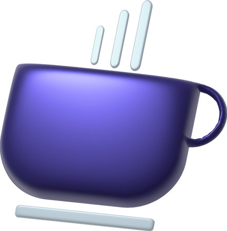Coffee / Tea Cup. 3d Icon, 3D rendering, breakfast item, mockup, Ceramic Coral Coloredのイラスト素材