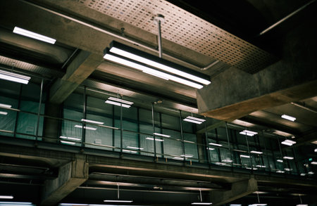 Fluorescent lamp pattern background concept dark nightの写真素材