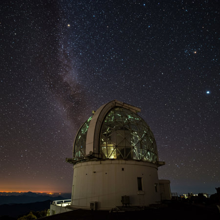 Telescopes of the Teide Observatory at night, Tenerife, Canary Islands, Spainの素材