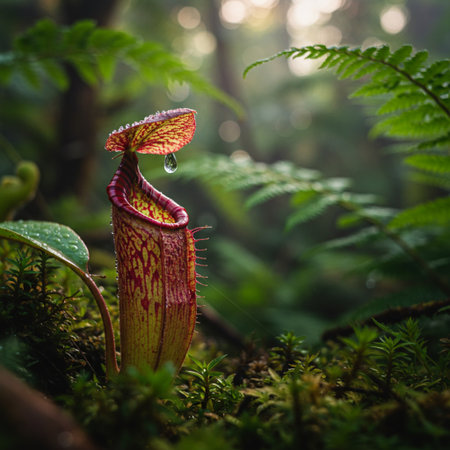 Carnivorous pitcher plants in the rainforest of Borneo.の素材