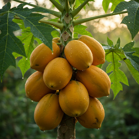Papaya fruit on the tree in the garden, Thailand.の素材